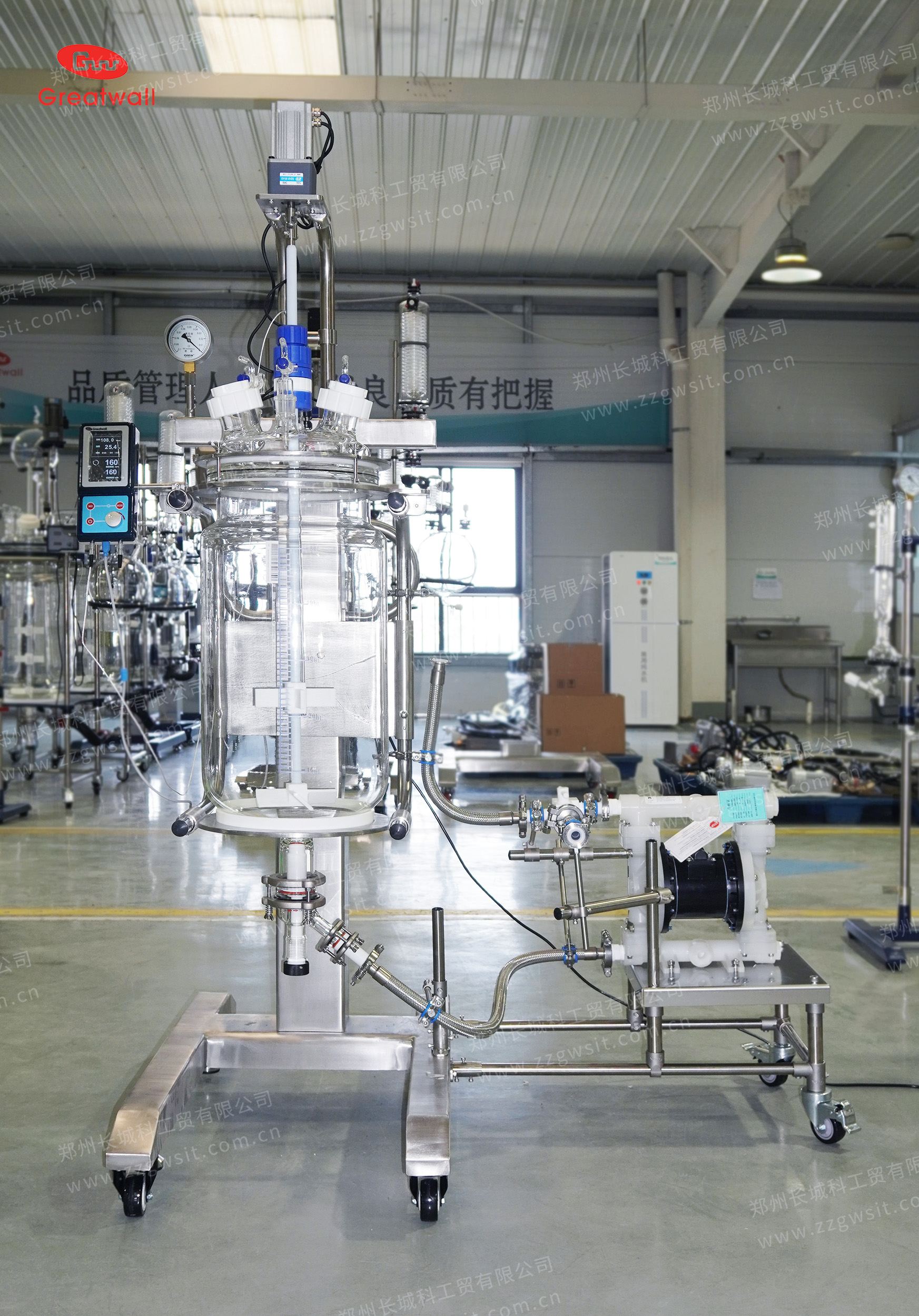 50L+20L非標定制玻璃反應(yīng)釜：潔凈生產(chǎn)+10000mPas高粘度流場科研！